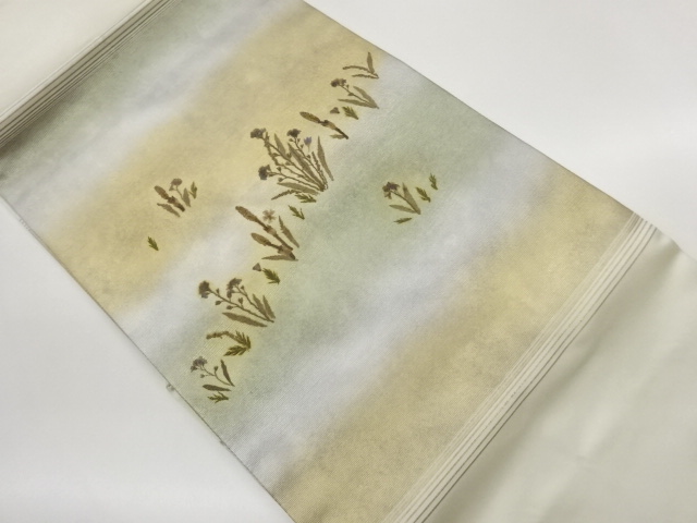 JAPANESE KIMONO / GOLD-LEAF PRESSED FLOWER NAGOYA OBI